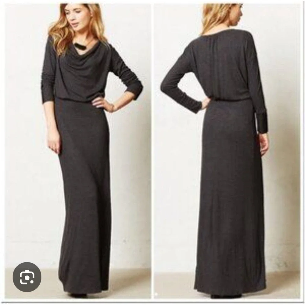 Bordeaux‎ Gray Sz Small Maxi Long Sleeve Dress.C73